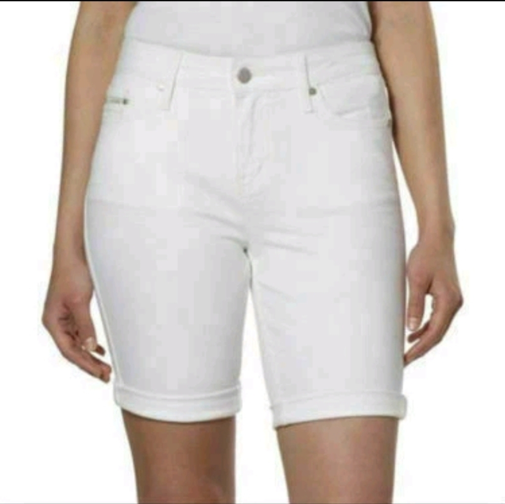 CAbi White Cuffed Bermuda Shorts